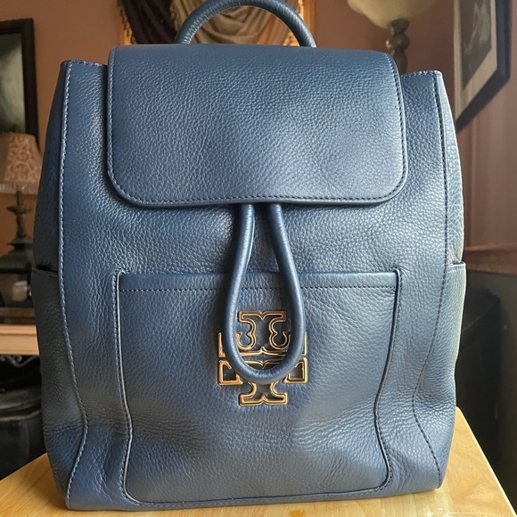 Tory Burch Bags Tory Burch Britten Leather Backpack In Hudson Bay